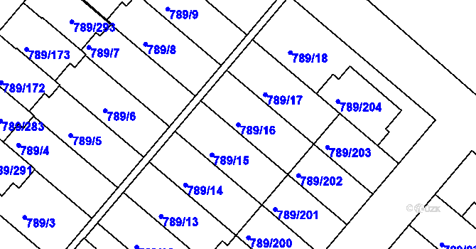 Parcela st. 789/16 v KÚ Strážnice na Moravě, Katastrální mapa