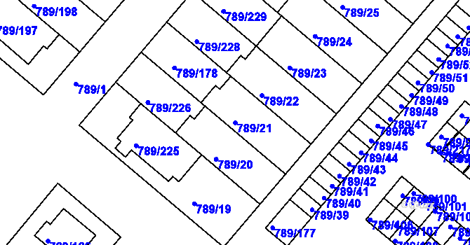 Parcela st. 789/21 v KÚ Strážnice na Moravě, Katastrální mapa
