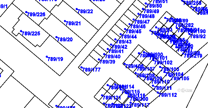 Parcela st. 789/40 v KÚ Strážnice na Moravě, Katastrální mapa