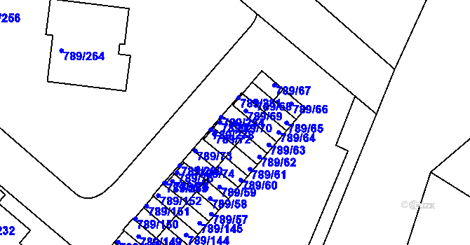 Parcela st. 789/70 v KÚ Strážnice na Moravě, Katastrální mapa