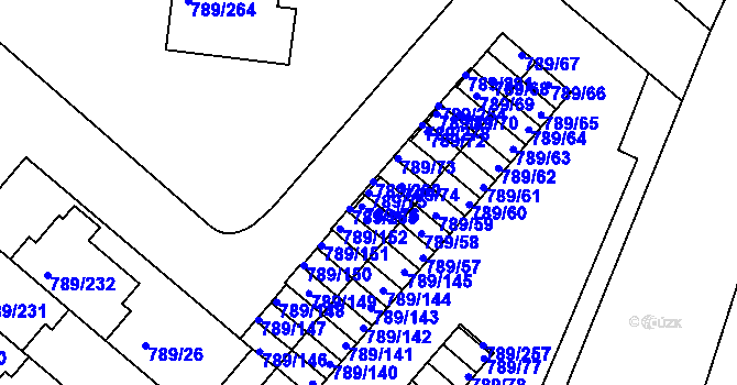 Parcela st. 789/75 v KÚ Strážnice na Moravě, Katastrální mapa