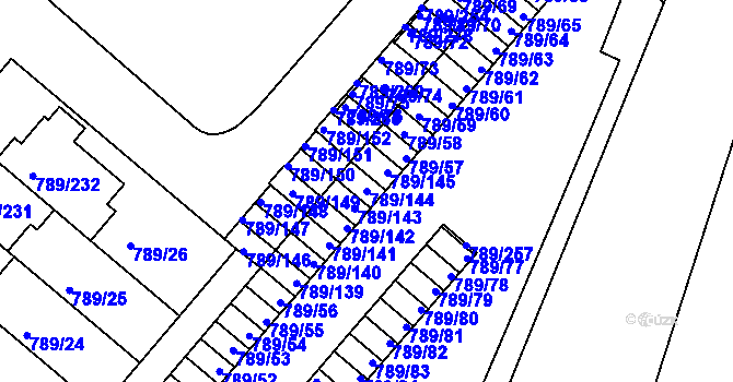 Parcela st. 789/144 v KÚ Strážnice na Moravě, Katastrální mapa