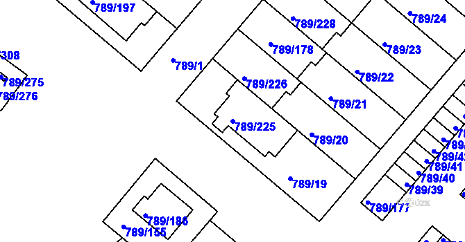 Parcela st. 789/225 v KÚ Strážnice na Moravě, Katastrální mapa