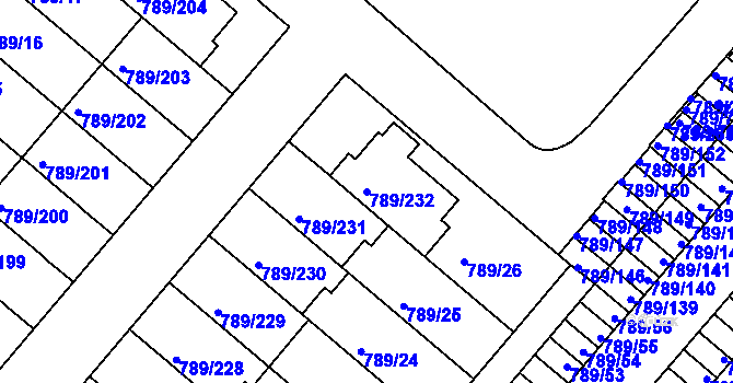 Parcela st. 789/232 v KÚ Strážnice na Moravě, Katastrální mapa