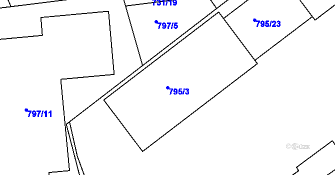 Parcela st. 795/3 v KÚ Strážnice na Moravě, Katastrální mapa