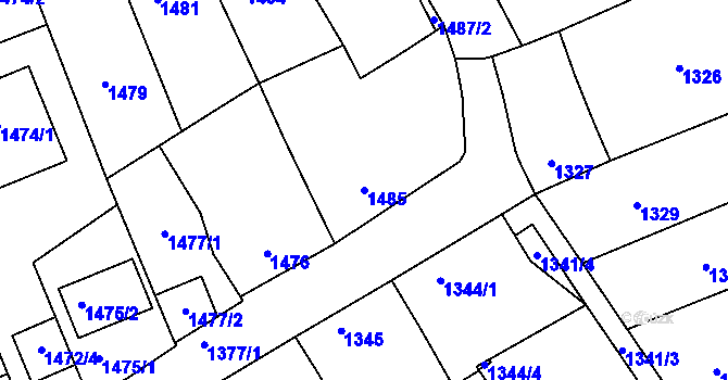 Parcela st. 1485 v KÚ Strážnice na Moravě, Katastrální mapa