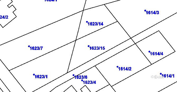 Parcela st. 1623/15 v KÚ Strážnice na Moravě, Katastrální mapa