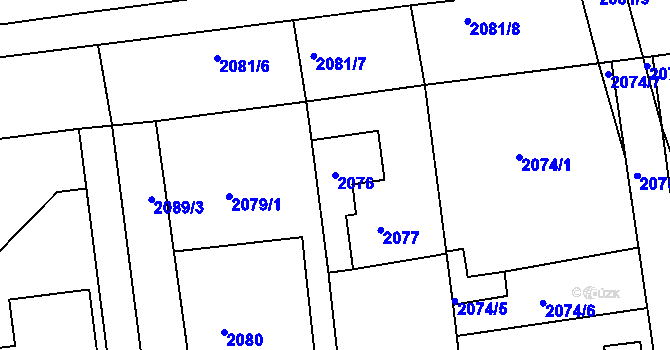 Parcela st. 2076 v KÚ Strážnice na Moravě, Katastrální mapa