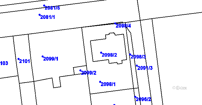 Parcela st. 2098/2 v KÚ Strážnice na Moravě, Katastrální mapa