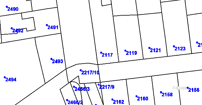 Parcela st. 2117 v KÚ Strážnice na Moravě, Katastrální mapa