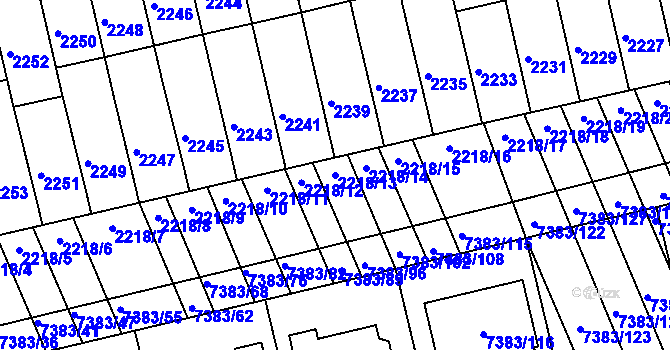 Parcela st. 2218/13 v KÚ Strážnice na Moravě, Katastrální mapa