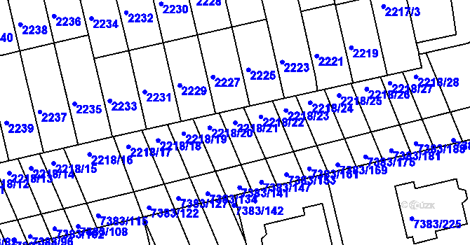Parcela st. 2218/21 v KÚ Strážnice na Moravě, Katastrální mapa