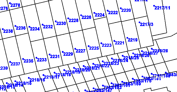 Parcela st. 2225 v KÚ Strážnice na Moravě, Katastrální mapa