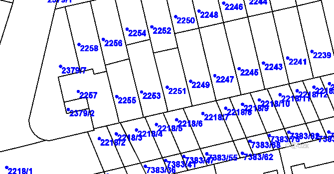 Parcela st. 2251 v KÚ Strážnice na Moravě, Katastrální mapa
