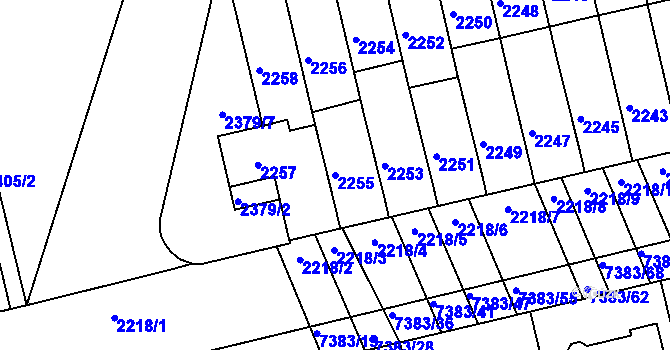 Parcela st. 2255 v KÚ Strážnice na Moravě, Katastrální mapa