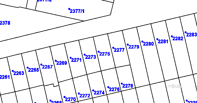Parcela st. 2275 v KÚ Strážnice na Moravě, Katastrální mapa