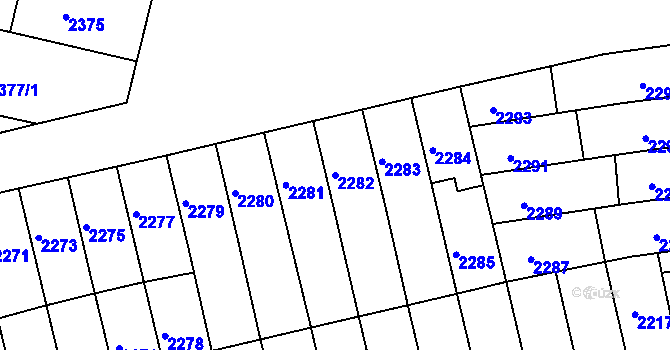 Parcela st. 2282 v KÚ Strážnice na Moravě, Katastrální mapa