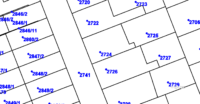 Parcela st. 2724 v KÚ Strážnice na Moravě, Katastrální mapa