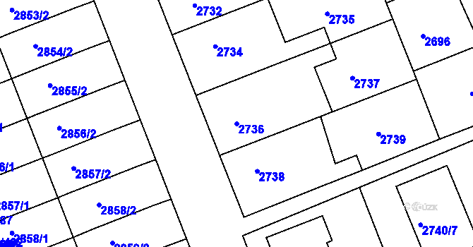 Parcela st. 2736 v KÚ Strážnice na Moravě, Katastrální mapa