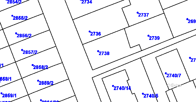 Parcela st. 2738 v KÚ Strážnice na Moravě, Katastrální mapa