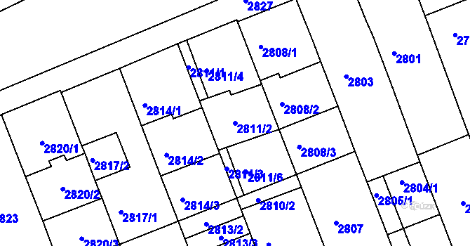 Parcela st. 2811/2 v KÚ Strážnice na Moravě, Katastrální mapa