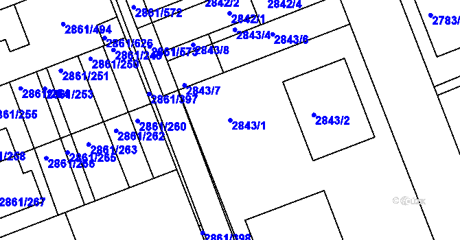 Parcela st. 2843/1 v KÚ Strážnice na Moravě, Katastrální mapa
