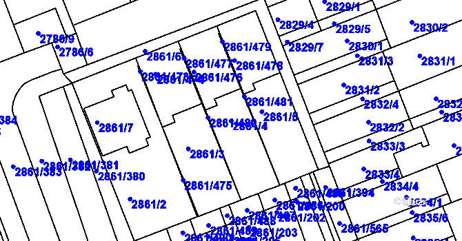 Parcela st. 2861/4 v KÚ Strážnice na Moravě, Katastrální mapa