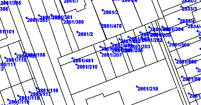 Parcela st. 2861/207 v KÚ Strážnice na Moravě, Katastrální mapa