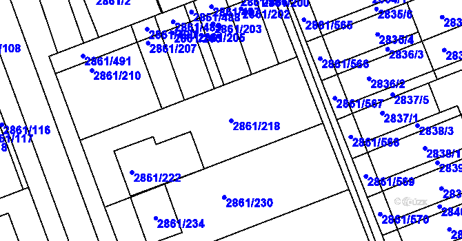 Parcela st. 2861/218 v KÚ Strážnice na Moravě, Katastrální mapa