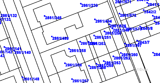 Parcela st. 2861/254 v KÚ Strážnice na Moravě, Katastrální mapa