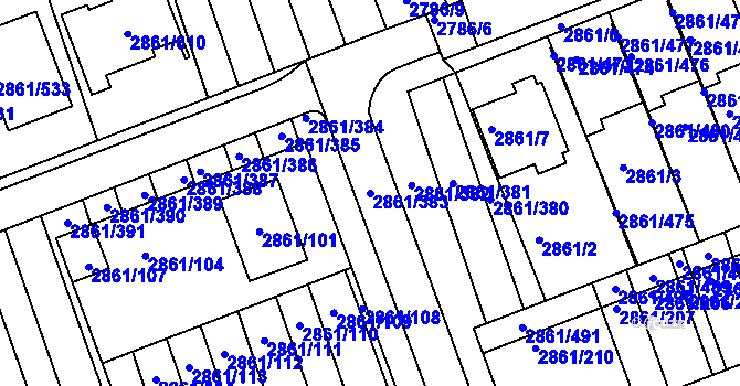 Parcela st. 2861/383 v KÚ Strážnice na Moravě, Katastrální mapa