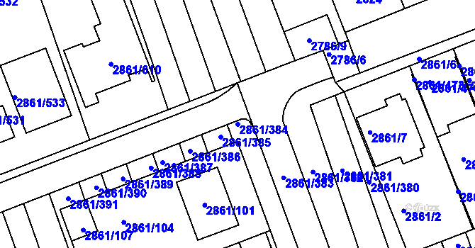 Parcela st. 2861/384 v KÚ Strážnice na Moravě, Katastrální mapa