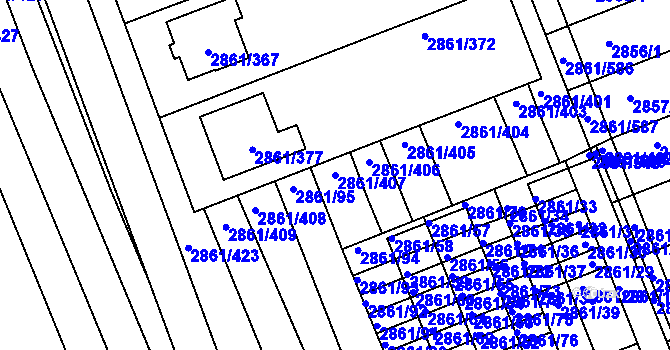 Parcela st. 2861/407 v KÚ Strážnice na Moravě, Katastrální mapa