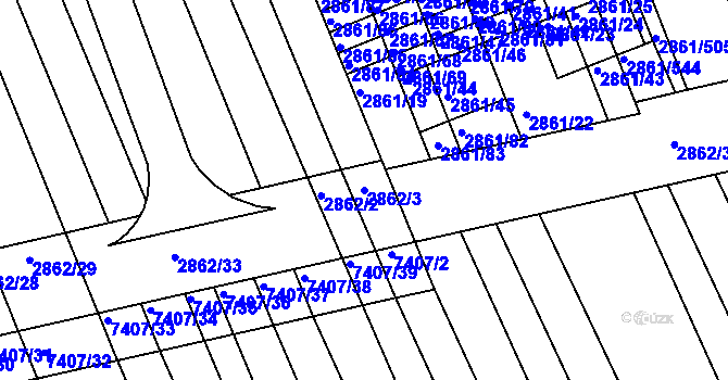 Parcela st. 2862/3 v KÚ Strážnice na Moravě, Katastrální mapa