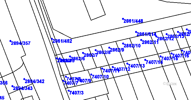 Parcela st. 2862/8 v KÚ Strážnice na Moravě, Katastrální mapa