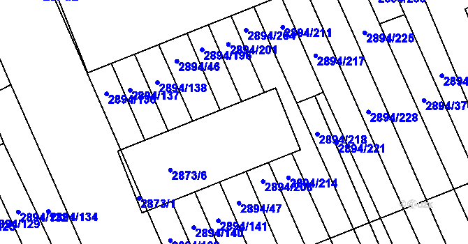 Parcela st. 2873/2 v KÚ Strážnice na Moravě, Katastrální mapa