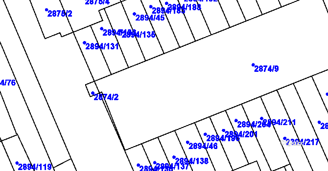 Parcela st. 2874/3 v KÚ Strážnice na Moravě, Katastrální mapa