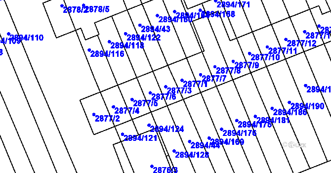 Parcela st. 2877/3 v KÚ Strážnice na Moravě, Katastrální mapa