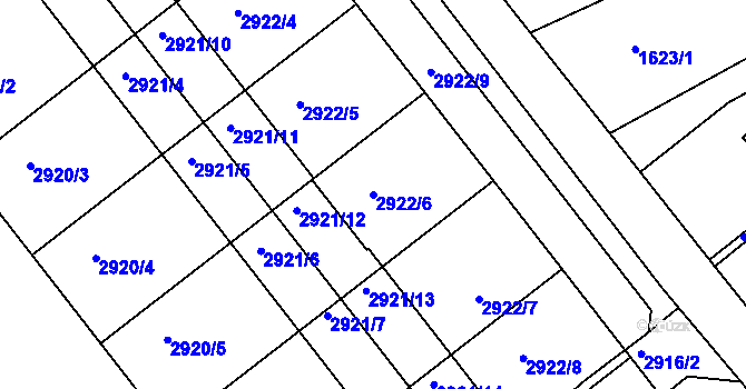 Parcela st. 2922/6 v KÚ Strážnice na Moravě, Katastrální mapa