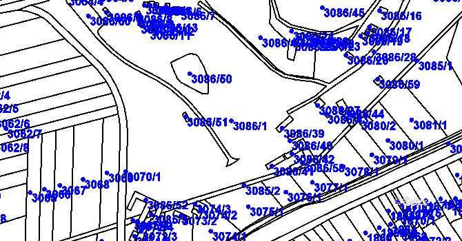 Parcela st. 3086/1 v KÚ Strážnice na Moravě, Katastrální mapa