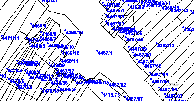 Parcela st. 4467/1 v KÚ Strážnice na Moravě, Katastrální mapa