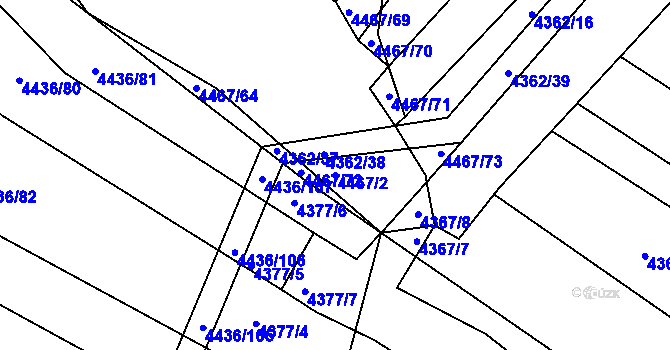 Parcela st. 4467/2 v KÚ Strážnice na Moravě, Katastrální mapa