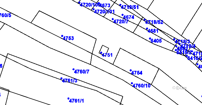 Parcela st. 4751 v KÚ Strážnice na Moravě, Katastrální mapa