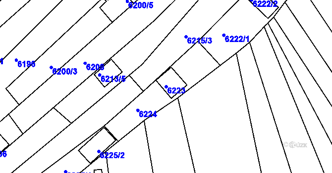 Parcela st. 6223 v KÚ Strážnice na Moravě, Katastrální mapa