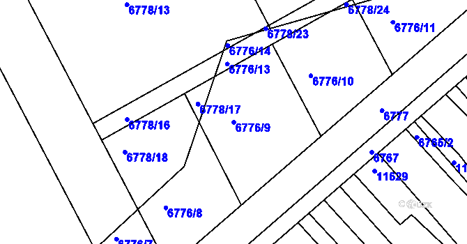 Parcela st. 6776/9 v KÚ Strážnice na Moravě, Katastrální mapa