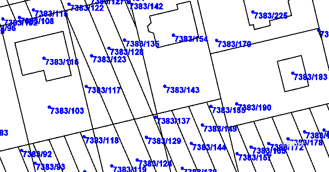 Parcela st. 7383/143 v KÚ Strážnice na Moravě, Katastrální mapa