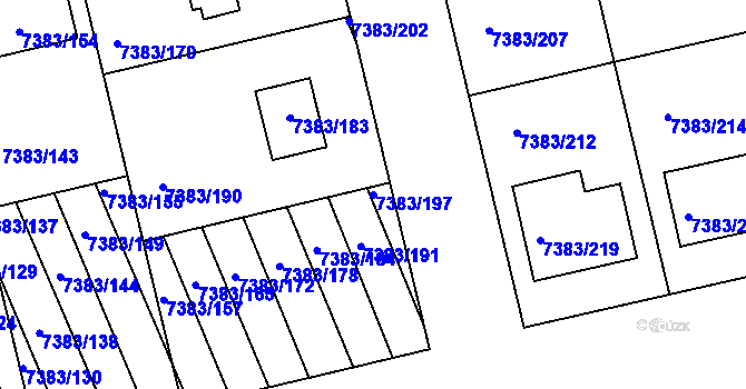 Parcela st. 7383/197 v KÚ Strážnice na Moravě, Katastrální mapa