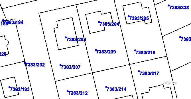 Parcela st. 7383/209 v KÚ Strážnice na Moravě, Katastrální mapa