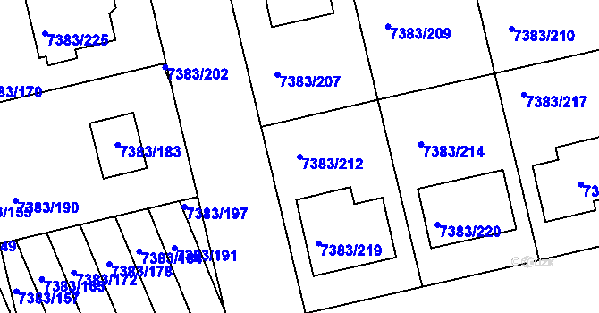 Parcela st. 7383/212 v KÚ Strážnice na Moravě, Katastrální mapa