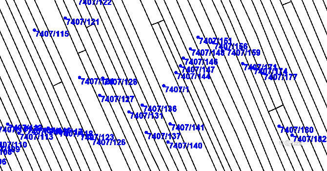 Parcela st. 7407/1 v KÚ Strážnice na Moravě, Katastrální mapa